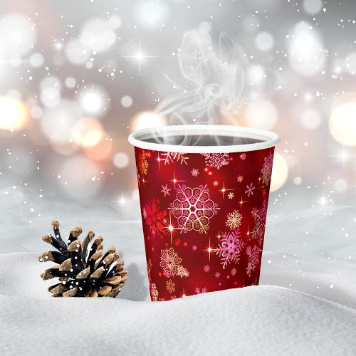 Prettiest Snowflakes Pattern Red ID846 Paper Cups