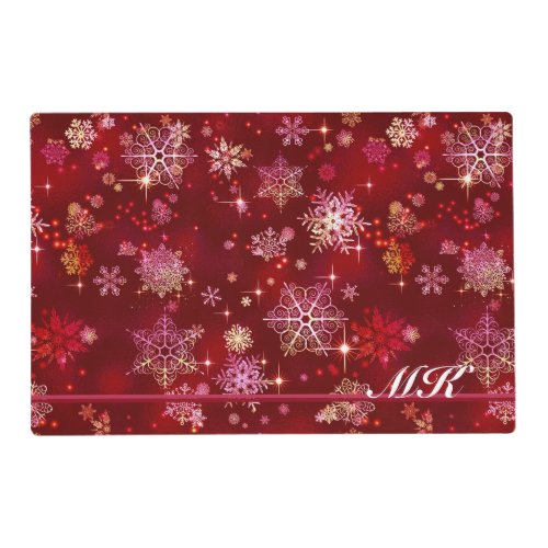 Prettiest Snowflakes Pattern Red ID846 Placemat