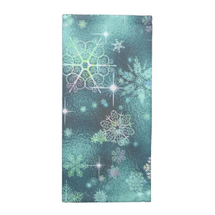 Prettiest Snowflakes Pattern Teal ID846  Cloth Napkin