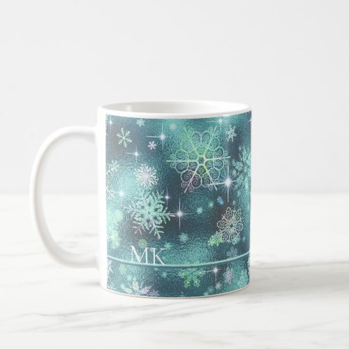 Prettiest Snowflakes Pattern Teal ID846  Coffee Mug