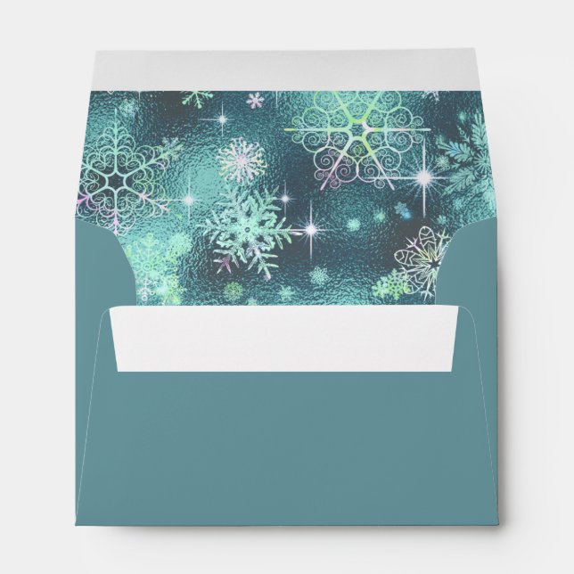 Prettiest Snowflakes Pattern Teal ID846 Envelope (Back (Bottom))