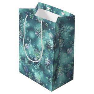 Prettiest Snowflakes Pattern Teal ID846 Medium Gift Bag