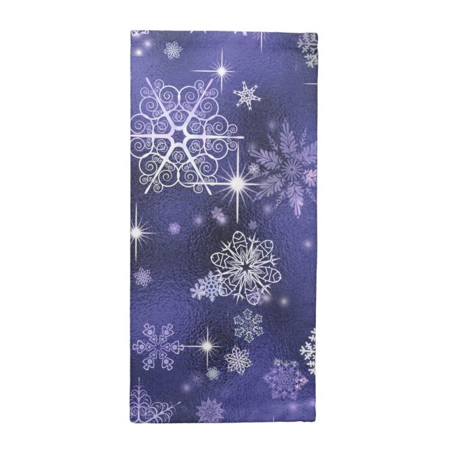 Prettiest Snowflakes Pattern Violet ID846 Cloth Napkin (Half Fold)