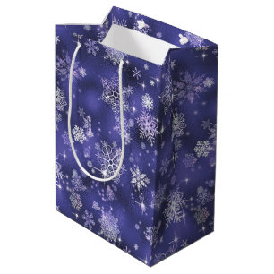 Prettiest Snowflakes Pattern Violet ID846 Medium Gift Bag