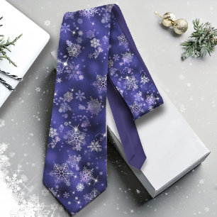 Prettiest Snowflakes Pattern Violet ID846 Neck Tie