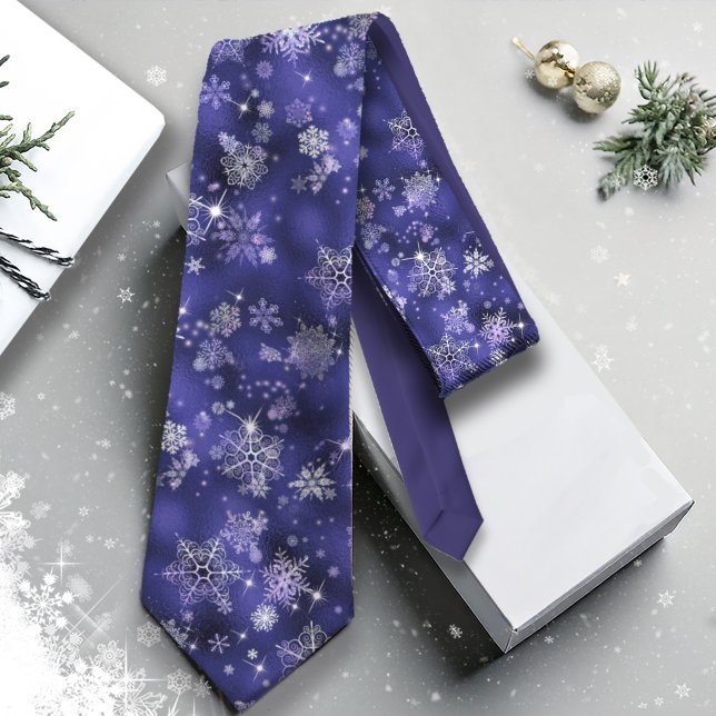 Prettiest Snowflakes Pattern Violet ID846 Neck Tie (Creator Uploaded)