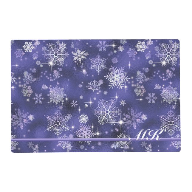 Prettiest Snowflakes Pattern Violet ID846 Placemat (Front)