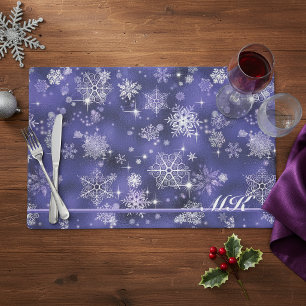 Prettiest Snowflakes Pattern Violet ID846 Placemat