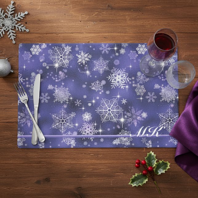 Prettiest Snowflakes Pattern Violet ID846 Placemat (Creator Uploaded)