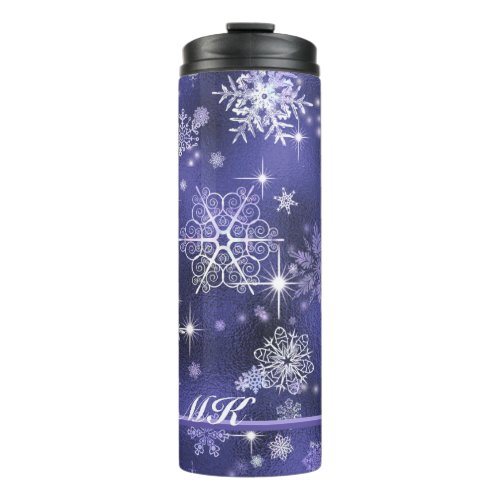 Prettiest Snowflakes Pattern Violet ID846 Thermal Tumbler