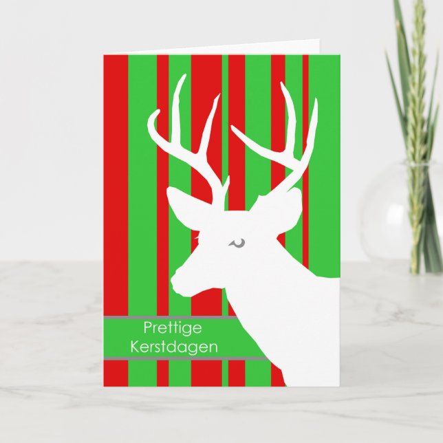 Prettige Kerstdagen, Christmas in Dutch, Deer Holiday Card (Front)