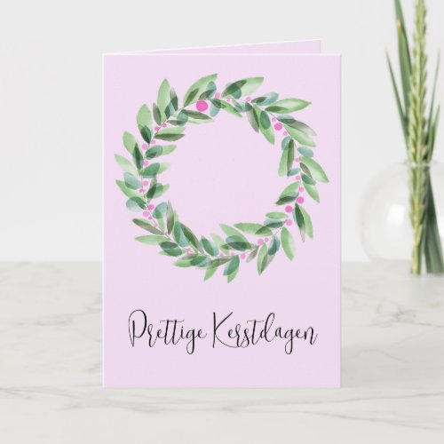 Prettige Kerstdagen Dutch Christmas Wreath  Holid Holiday Card