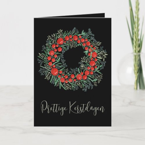 Prettige Kerstdagen Dutch Christmas Wreath Holiday Card