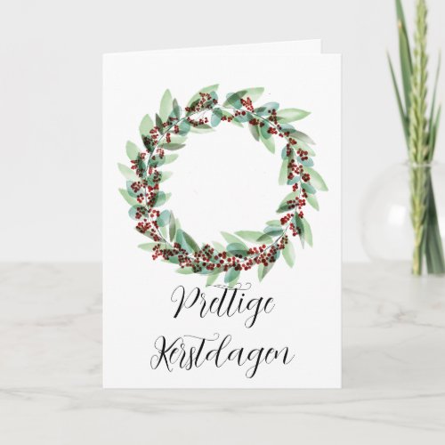 Prettige Kerstdagen Dutch Christmas Wreath Holiday Card