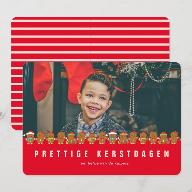 Prettige Kerstdagen Foto Gignerbread Mannen Kerst Holiday Card (Front/Back)
