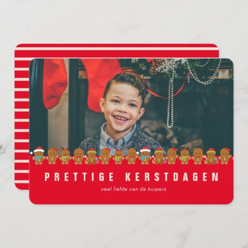 Prettige Kerstdagen Foto Gignerbread Mannen Kerst Holiday Card