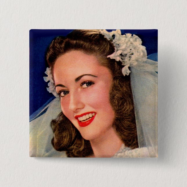 pretty 1940s bride button (Front)