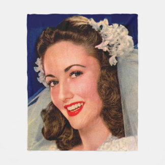 pretty 1940s bride fleece blanket