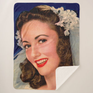 pretty 1940s bride sherpa blanket