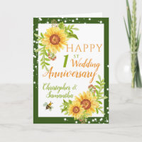 Pretty 1st Wedding Anniversary Floral Sunflower