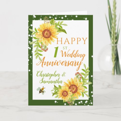 Pretty 1st Wedding Anniversary Floral Sunflower  Card