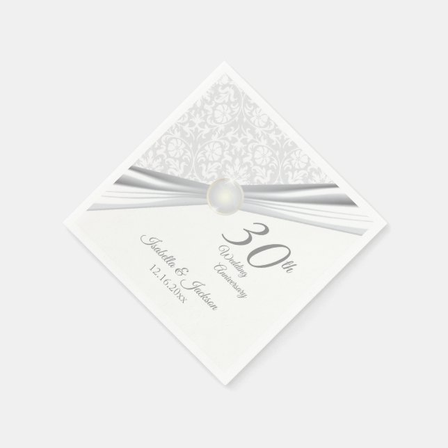 Pretty 30th  Wedding Anniversary Design Paper Napkins (Corner)
