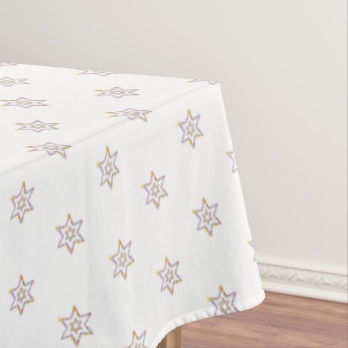 Pretty 6 _ Point Stars on White  Tablecloth