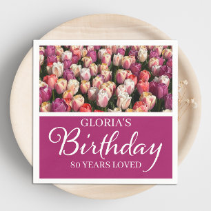 Pretty 80th Birthday Party Floral Tulips Napkins