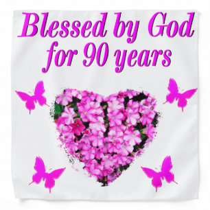 PRETTY 90TH BIRTHDAY FLORAL BANDANA