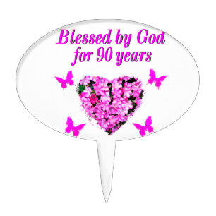 PRETTY 90TH BIRTHDAY FLORAL CAKE TOPPER