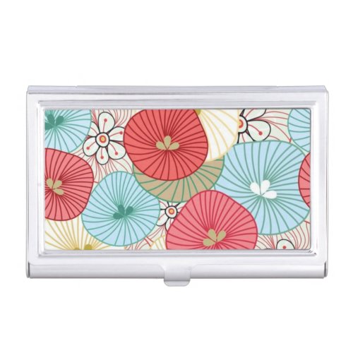 Pretty Abract Colorful Busy Floral Pattern Business Card Case