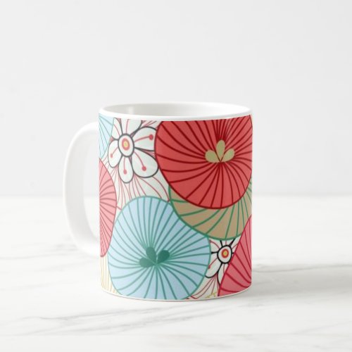 Pretty Abract Colorful Busy Floral Pattern Coffee Mug