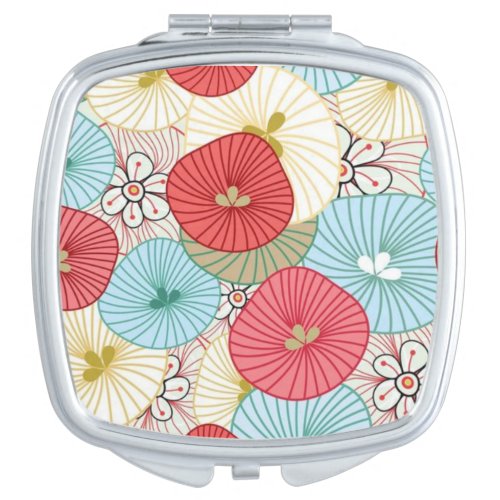 Pretty Abract Colorful Busy Floral Pattern Compact Mirror