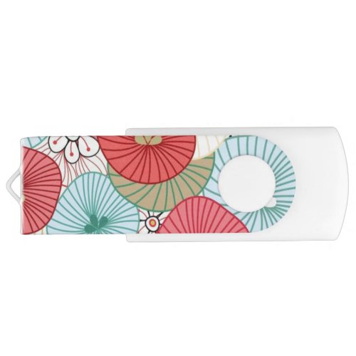 Pretty Abract Colorful Busy Floral Pattern Flash Drive