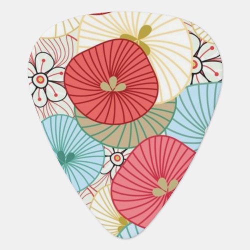 Pretty Abract Colorful Busy Floral Pattern Guitar Pick