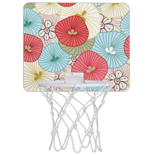 Pretty Abract Colorful Busy Floral Pattern Mini Basketball Hoop