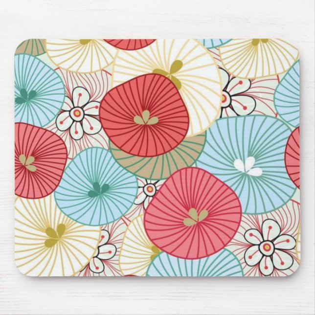 Pretty Abract Colorful Busy Floral Pattern Mouse Pad (Front)