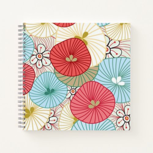 Pretty Abract Colorful Busy Floral Pattern Notebook