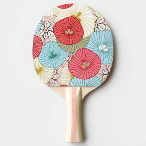 Pretty Abract Colorful Busy Floral Pattern Ping Pong Paddle