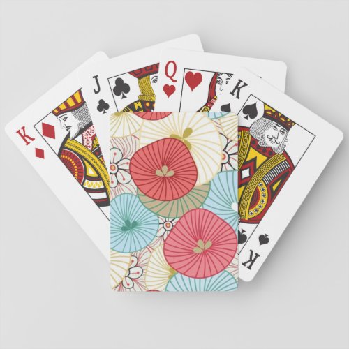Pretty Abract Colorful Busy Floral Pattern Playing Cards
