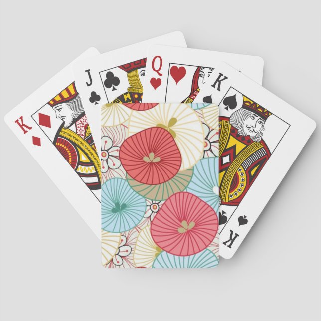 Pretty Abract Colorful Busy Floral Pattern Poker Cards (Back)
