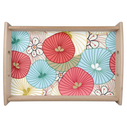 Pretty Abract Colorful Busy Floral Pattern Serving Tray