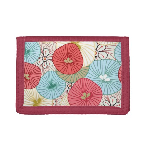 Pretty Abract Colorful Busy Floral Pattern Trifold Wallet