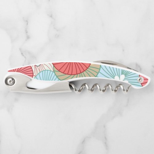 Pretty Abract Colorful Busy Floral Pattern Waiters Corkscrew