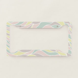 Pretty Abstract Art Delicate Colors Girly Waves License Plate Frame