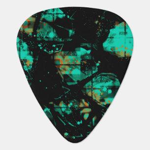Pretty Abstract Black and Turquoise Design Guitar Pick