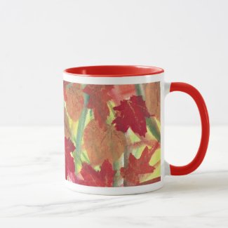 Pretty Abstract Fall Autumn Leaves Mugs
