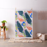 Pretty Abstract Floral Pattern Blue Green Orange Fabric