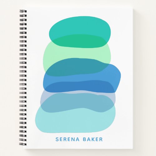 Pretty Abstract Geometric Shapes Blue Personalized Notebook