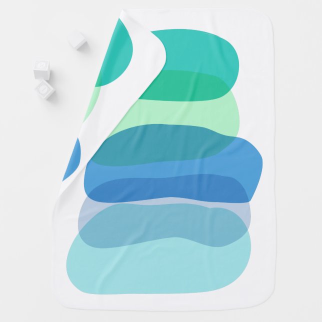 Pretty Abstract Geometric Shapes in Blue and Green Baby Blanket (In Situ)